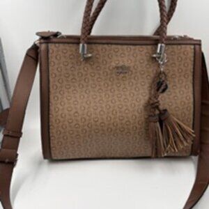 Guess Havenhurst Satchel in Brown Faux Leather
